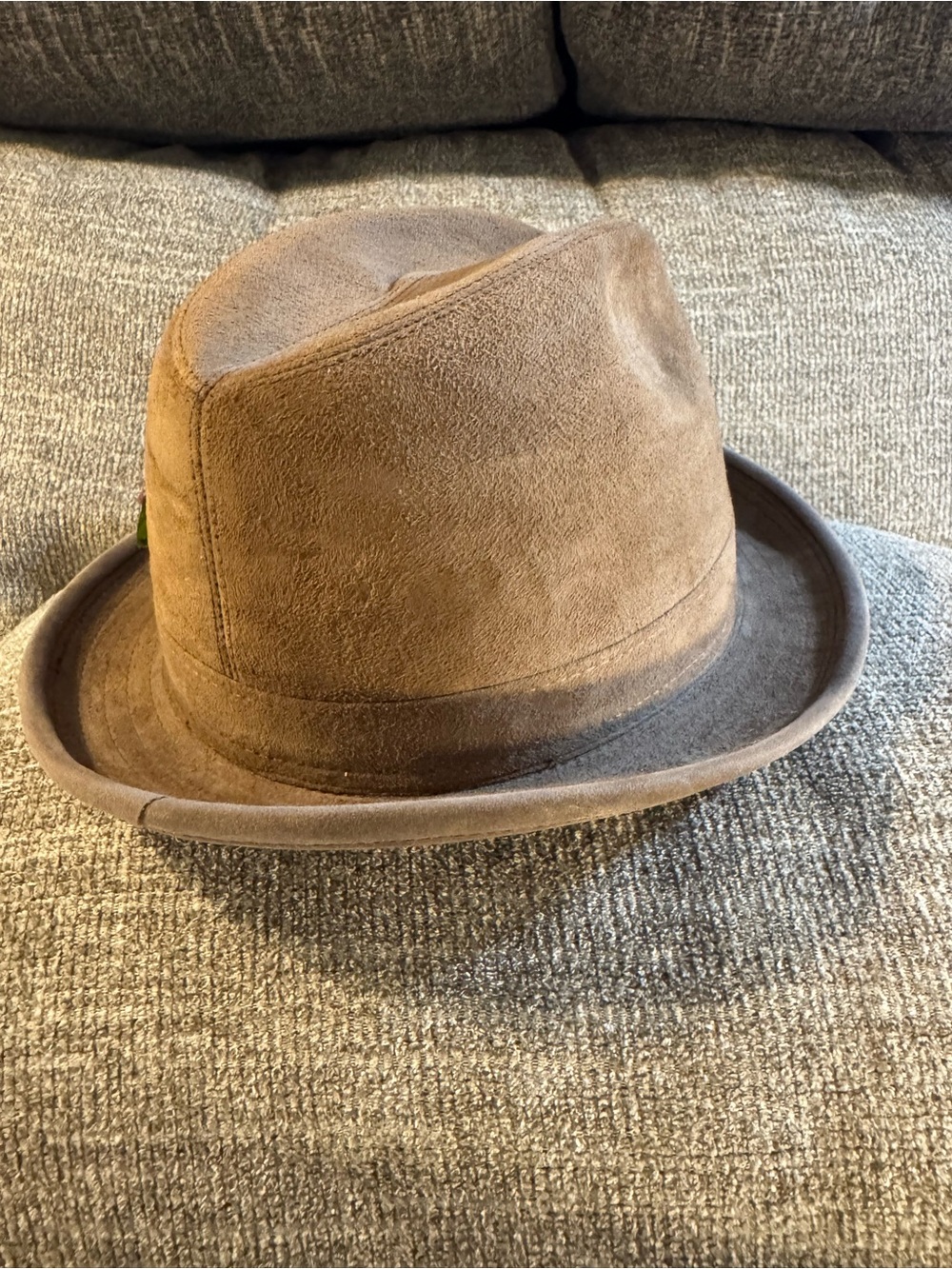 Vintage JCPenney Brown Fedora Hat Suede Leather Size 7 1/4 - 7 3/8 - Picture 4 of 9